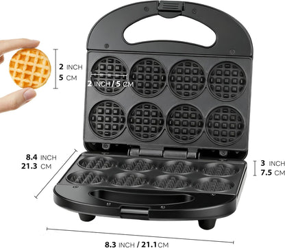 Mini Waffle Maker – 8-Cavity Waffle Bite Maker, Non-Stick Small Waffle Iron for Breakfast, Snacks & Desserts, Compact Design for Home & Kids