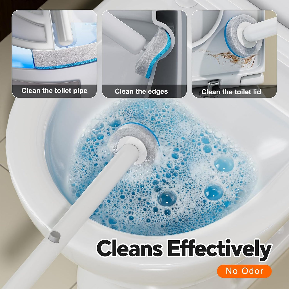 2 Gallon Slim Bathroom Trash Can with Lid & Disposable Toilet Brush Set – 12 Refills, Space-Saving Toilet Cleaning Kit for Dorm, Apartment & RV