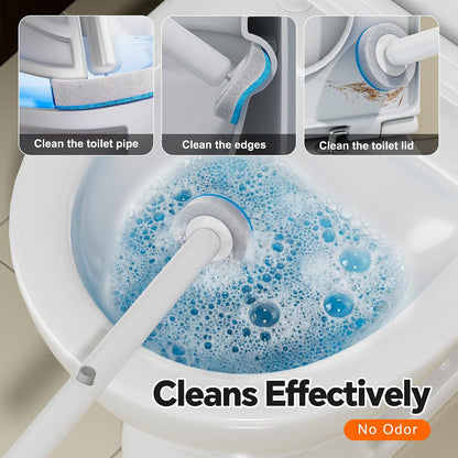 2 Gallon Slim Bathroom Trash Can with Lid & Disposable Toilet Brush Set – 12 Refills, Space-Saving Toilet Cleaning Kit for Dorm, Apartment & RV
