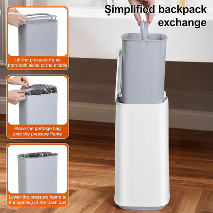 2 Gallon Slim Bathroom Trash Can with Lid & Disposable Toilet Brush Set – 12 Refills, Space-Saving Toilet Cleaning Kit for Dorm, Apartment & RV