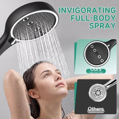 High Pressure Handheld Shower Head with Hose – 6 Spray Settings, Rain, Massage, Boost & Cleaning Modes for Bathroom