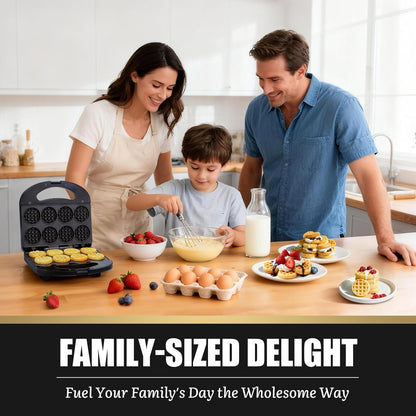 Mini Waffle Maker – 8-Cavity Waffle Bite Maker, Non-Stick Small Waffle Iron for Breakfast, Snacks & Desserts, Compact Design for Home & Kids