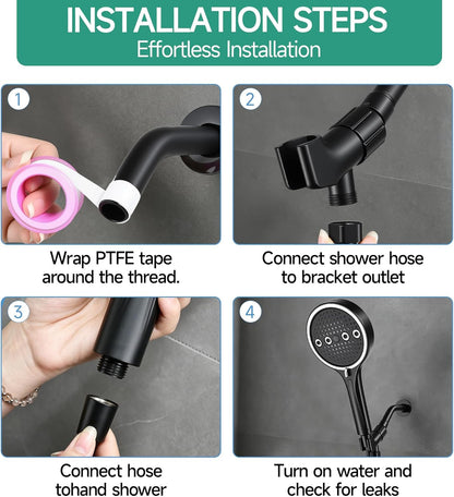 High Pressure Handheld Shower Head with Hose – 6 Spray Settings, Rain, Massage, Boost & Cleaning Modes for Bathroom