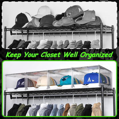 1-Pack Baseball Cap Organizer – Clear Hat Storage Boxes with Sliding Tray, Magnetic Door & Stackable Design, Holds Up to 12 Hats